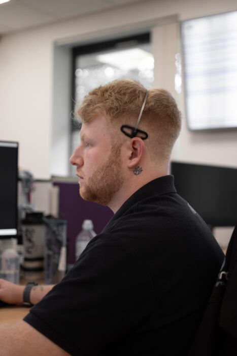 Employee with a headset
